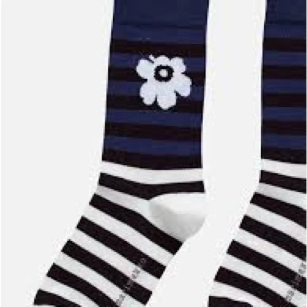 Marimekko Kioski Striped Navy and Black Socks New